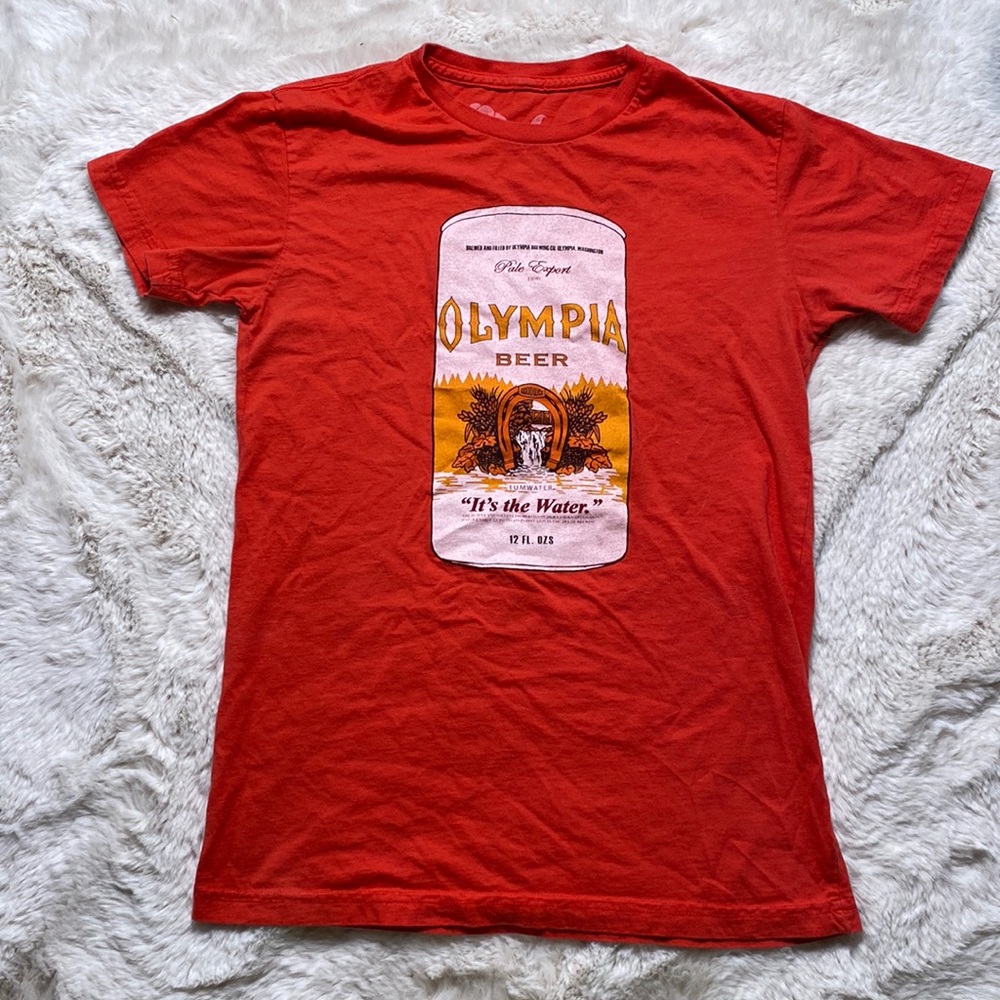 Worn Free Kurt Cobain Olympia Beer T-Shirt. Size: Small - fitted.